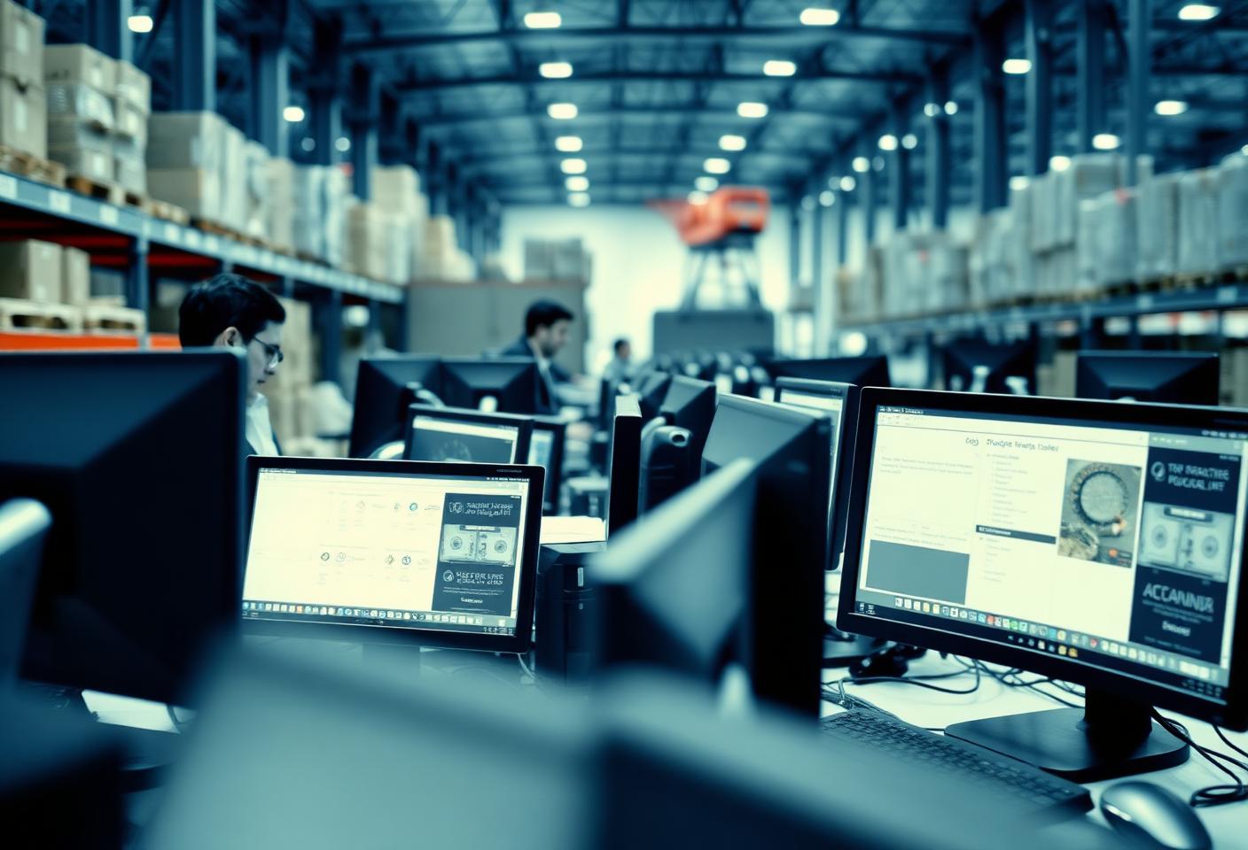 Warehouse and logistics task workers using shared shop-floor desktop terminals
