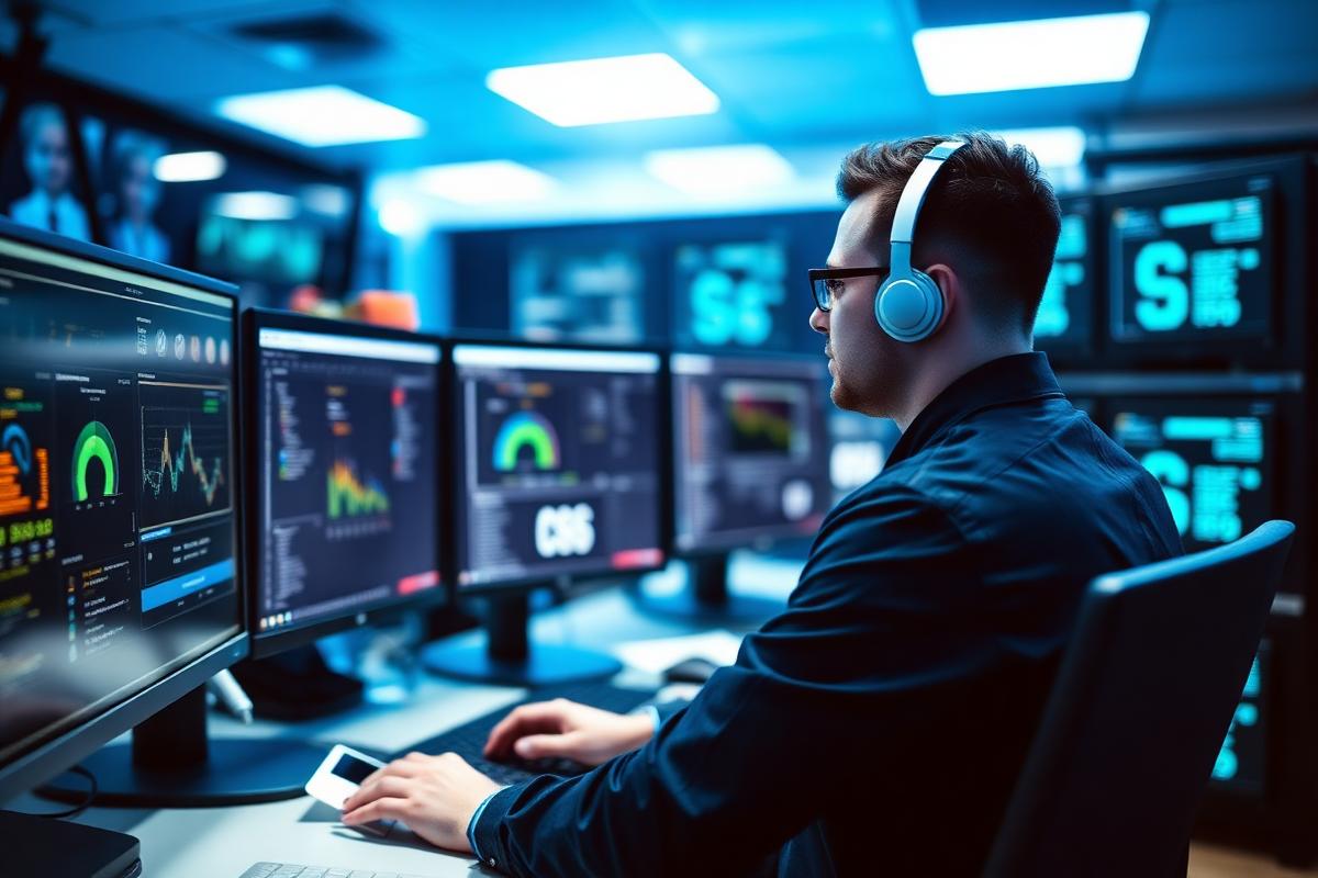 A managed service provider technician monitoring customer endpoints